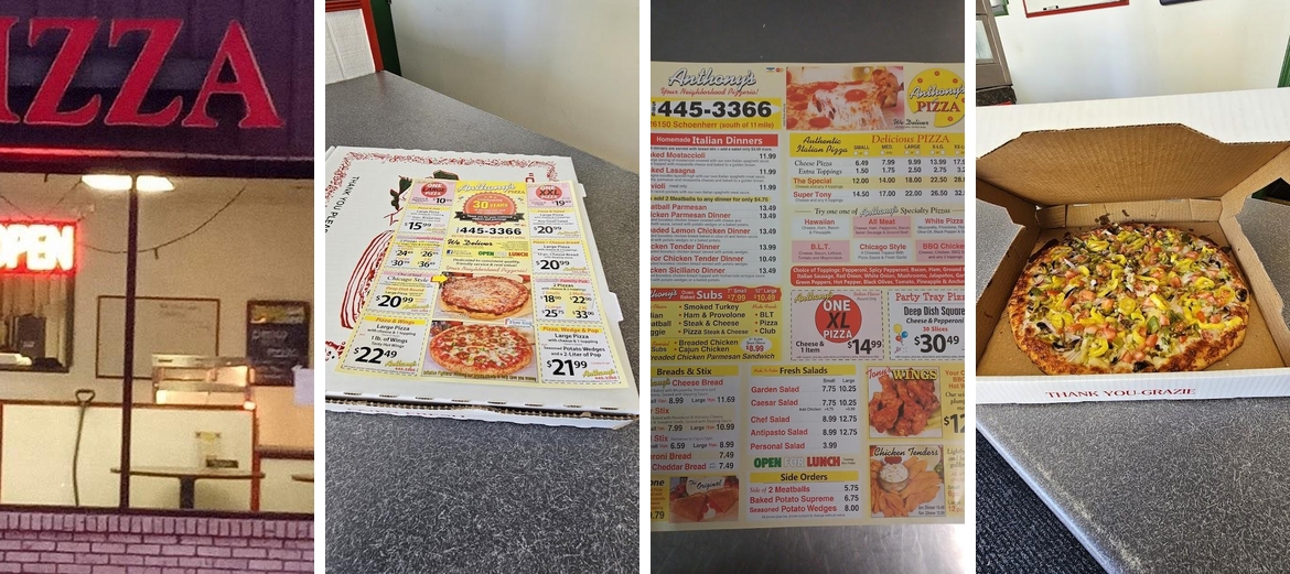 Anthony's Pizzeria Warren Menu