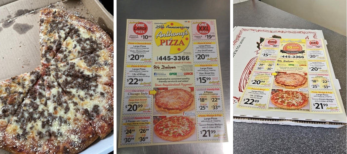 Anthony's Pizzeria Warren Menu