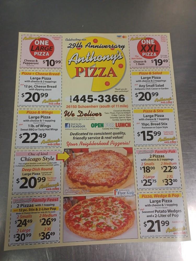 Anthony's Pizzeria Warren Menu image 2
