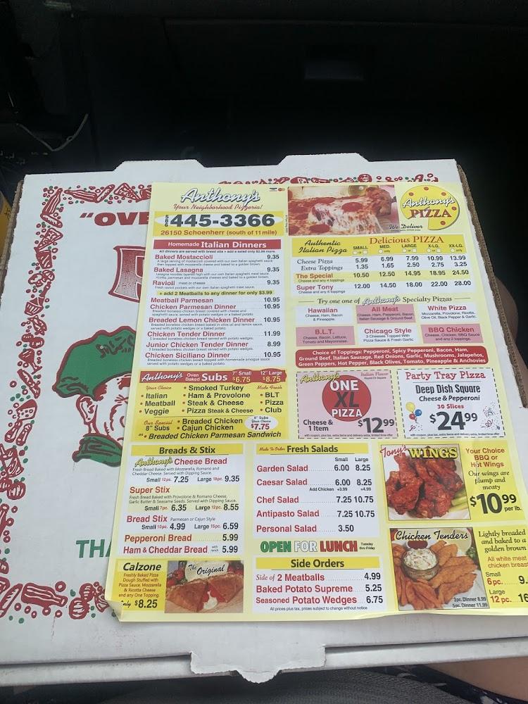 Anthony's Pizzeria Warren Menu image 3
